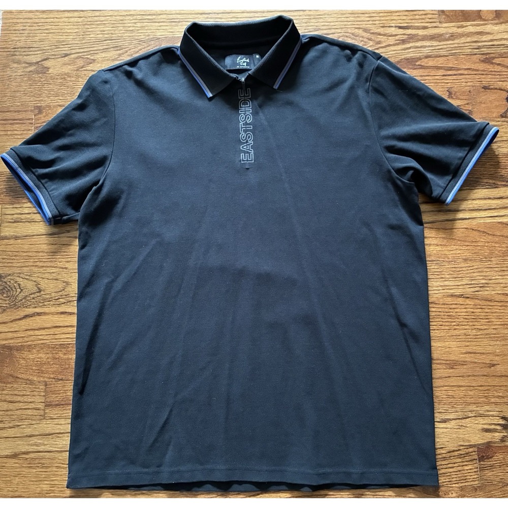 Eastside Golf Zip Polo Shirt AW24 Mens Medium Black Short Sleeve Logo